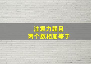 注意力题目 两个数相加等于